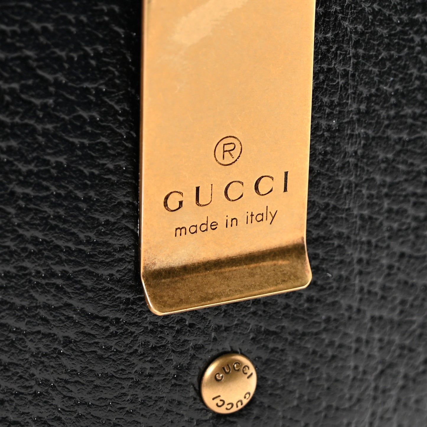 Calfskin Boar Effect GG Marmont Card Holder Money Clip Black Black