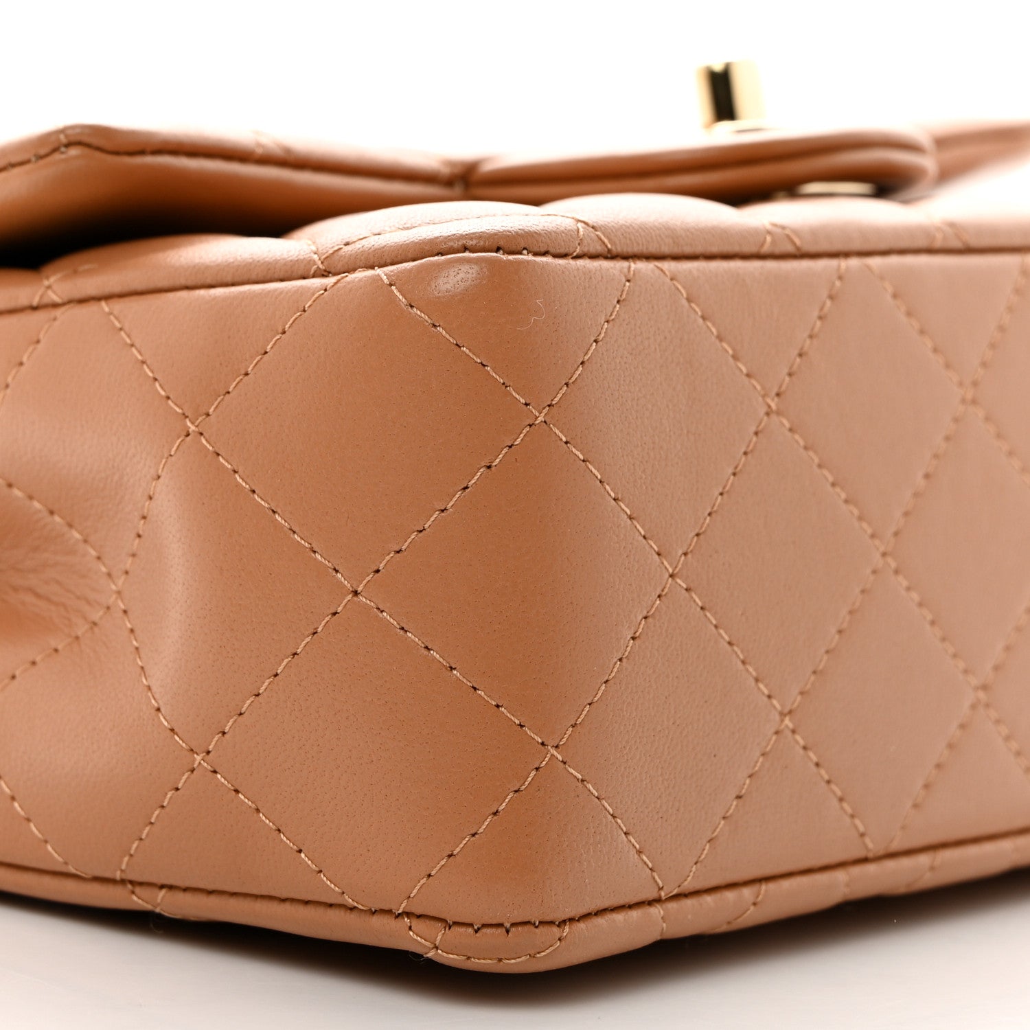 Chanel Lambskin Quilted Mini Top Handle Rectangular Flap Dark Beige 9 of 10