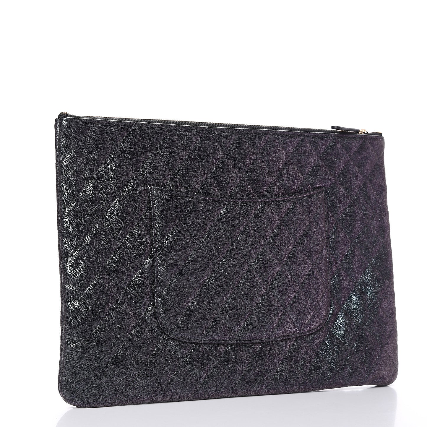 Iridescent Caviar Medium Night by the C Pouch Clutch Black