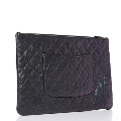 Chanel Iridescent Caviar Medium Night by the C Pouch Clutch Black 3 of 8