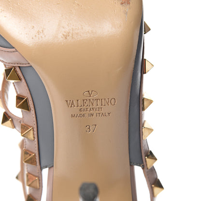 Valentino Garavani Calfskin Nappa Rockstud Ankle Strap 100mm Pumps 37 Light Stone Poudre 9 of 12