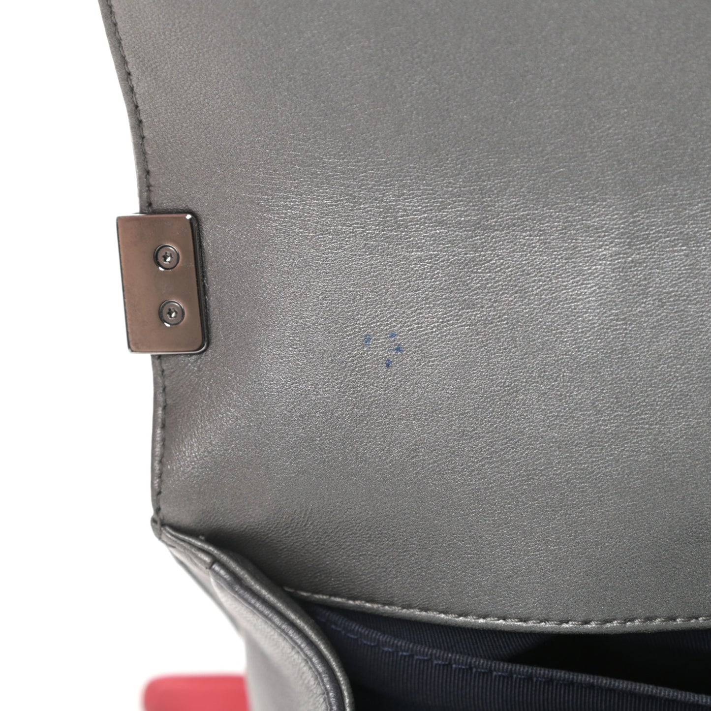 Lambskin Embossed Medium Boy Cube Flap Grey