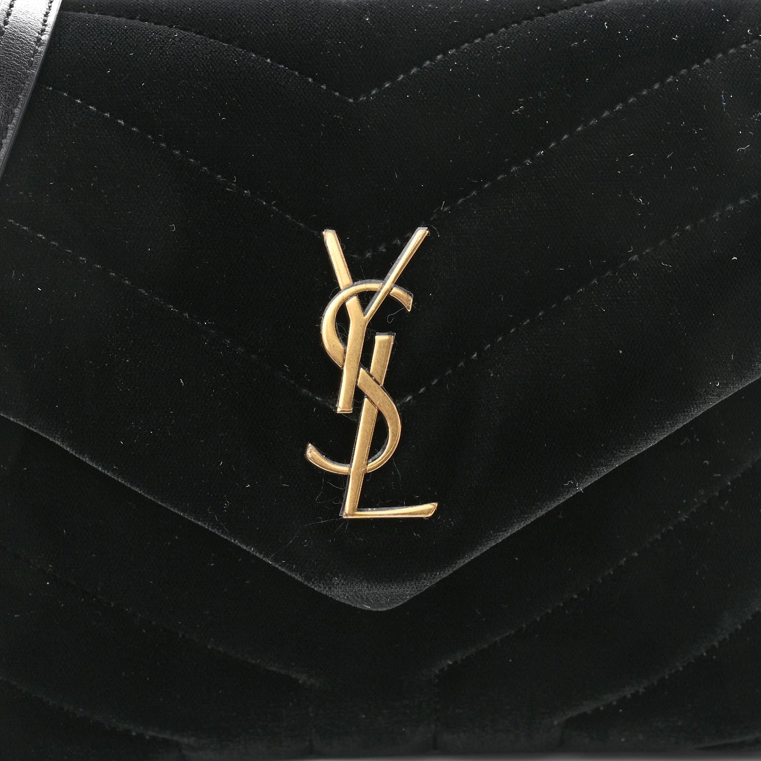 Saint Laurent Velvet Y Quilted Monogram Toy Loulou Chain Satchel French Black 7 of 10