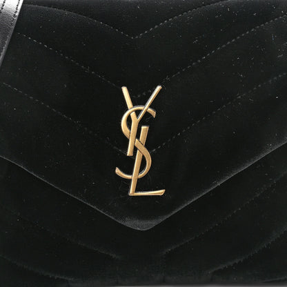 Saint Laurent Velvet Y Quilted Monogram Toy Loulou Chain Satchel French Black 7 of 10