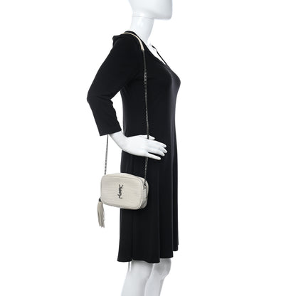 Saint Laurent Calfskin Crocodile Embossed Monogram Mini Lou Camera Bag Crema Soft 2 of 11