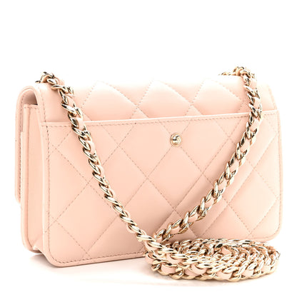 Chanel Lambskin Plexi Quilted Wallet On Chain WOC Light Beige 3 of 11