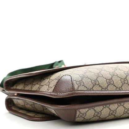 Gucci GG Supreme Monogram Web Neo Vintage Double Flap Messenger Bag Beige New Acero 11 of 12