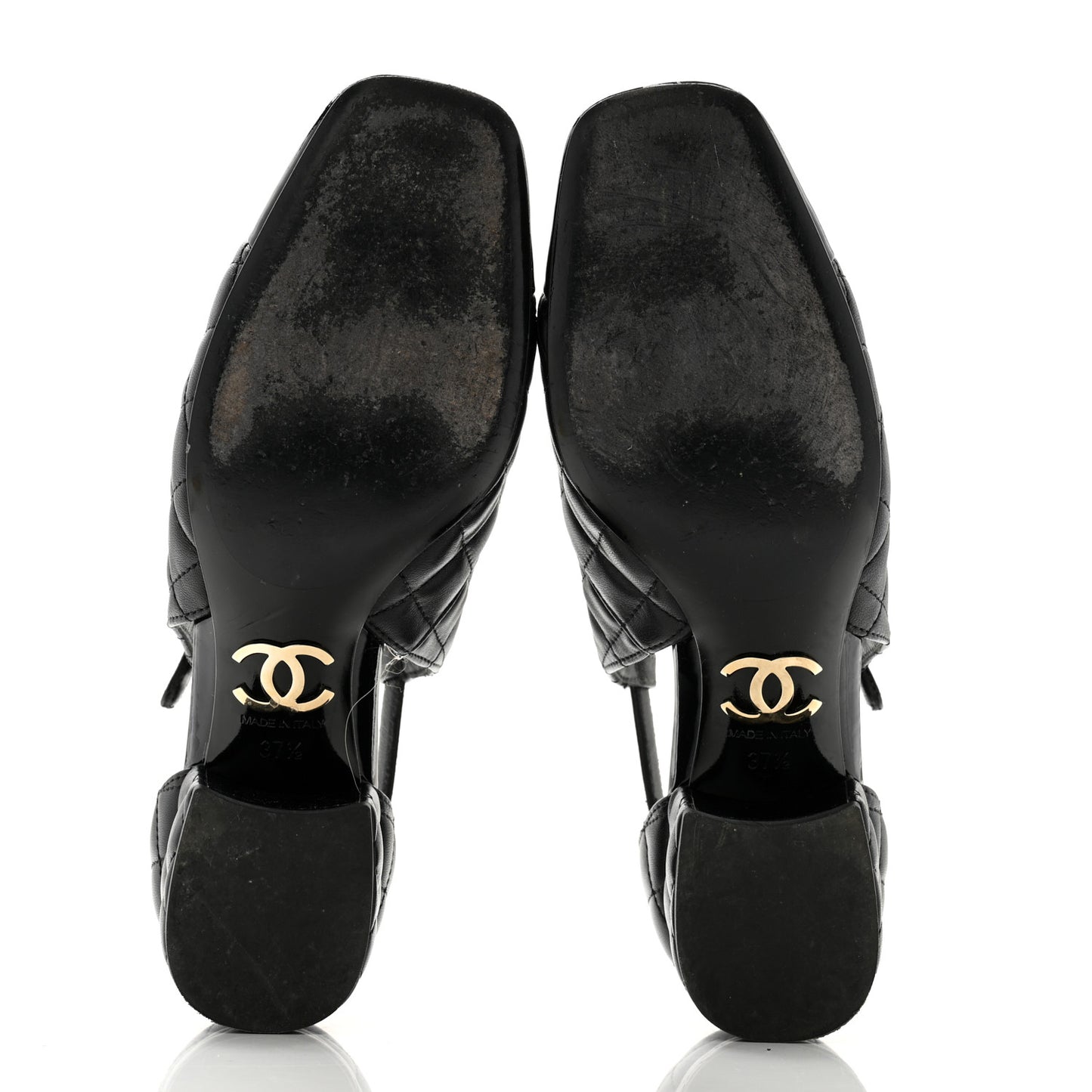 Lambskin Patent Quilted Cap Toe Mary Jane Flats 37.5 Black