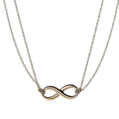 Tiffany 18K Yellow Gold Infinity Double Chain Pendant Necklace 4 of 6