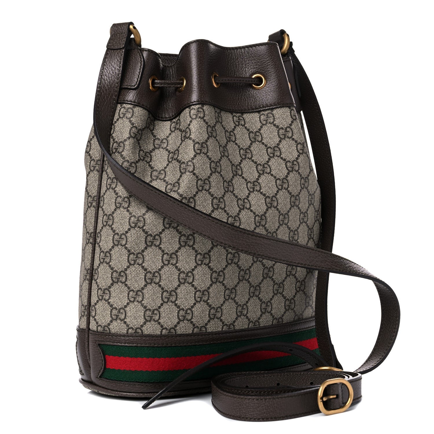 Gucci GG Supreme Monogram Web Ophidia Bucket Bag Brown 3 of 10
