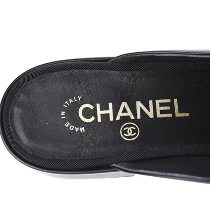 Chanel Lambskin Grosgrain Cap Toe CC Mules 36.5 Black 8 of 11