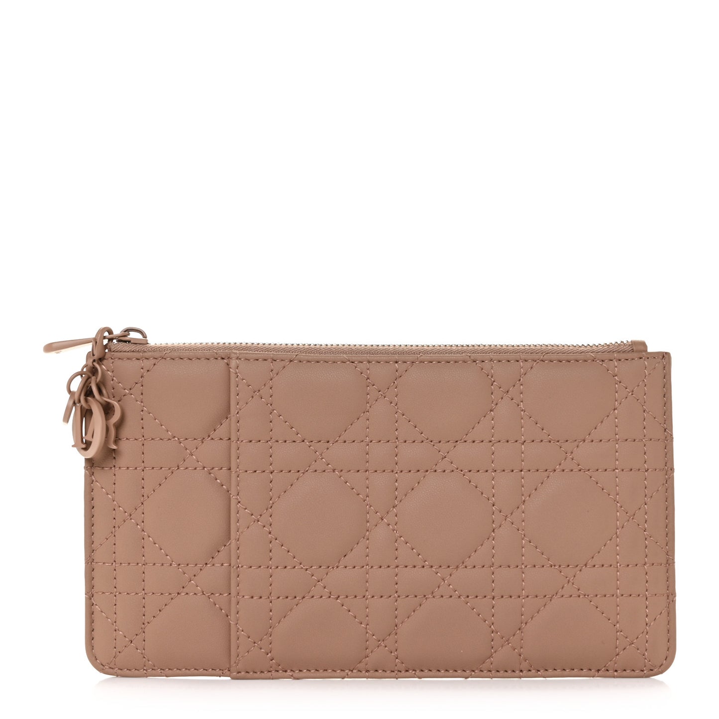 Ultra Matte Calfskin Cannage Large Lady Dior Zip Wallet Beige