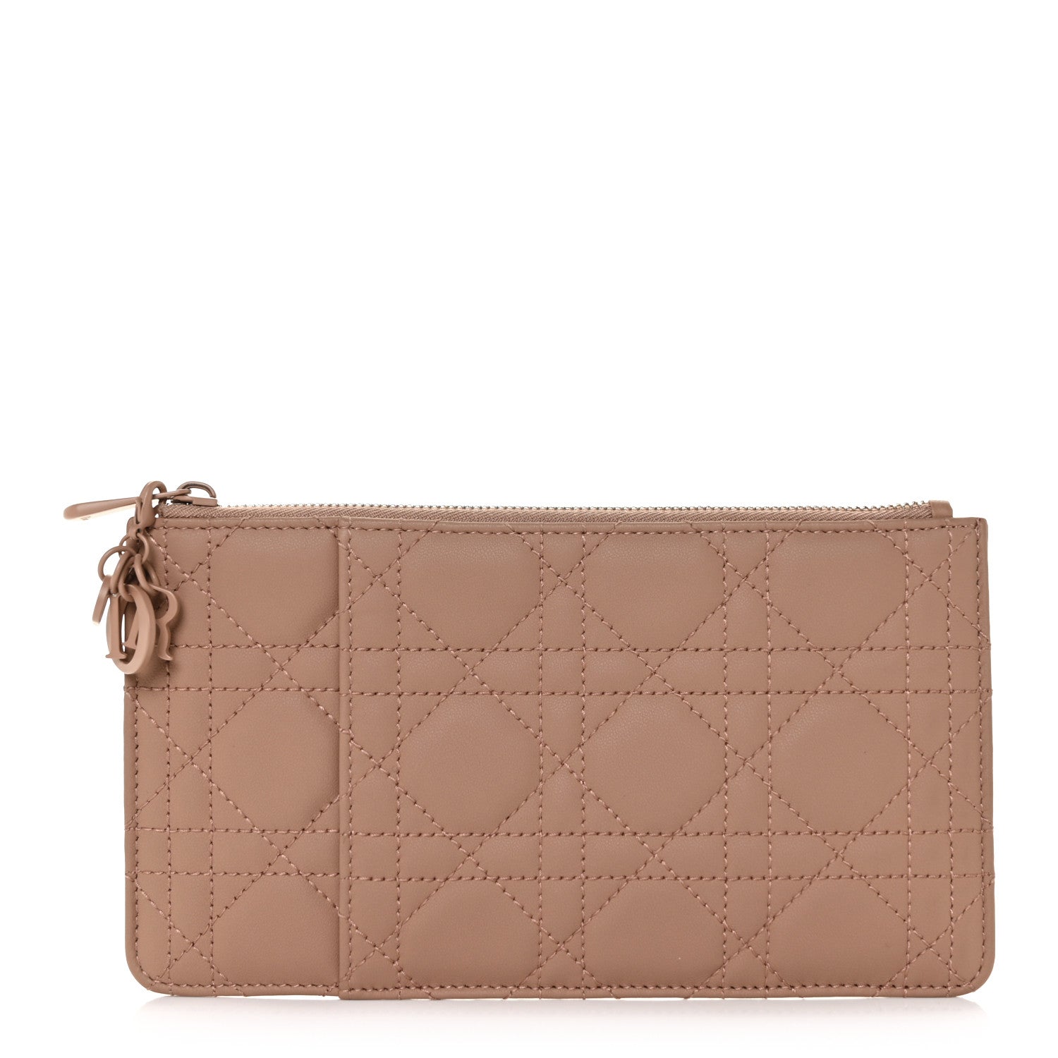 Christian Dior Ultra Matte Calfskin Cannage Large Lady Dior Zip Wallet Beige 1 of 7