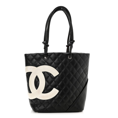 Chanel Calfskin Quilted Medium Cambon Tote Black White 1 of 15