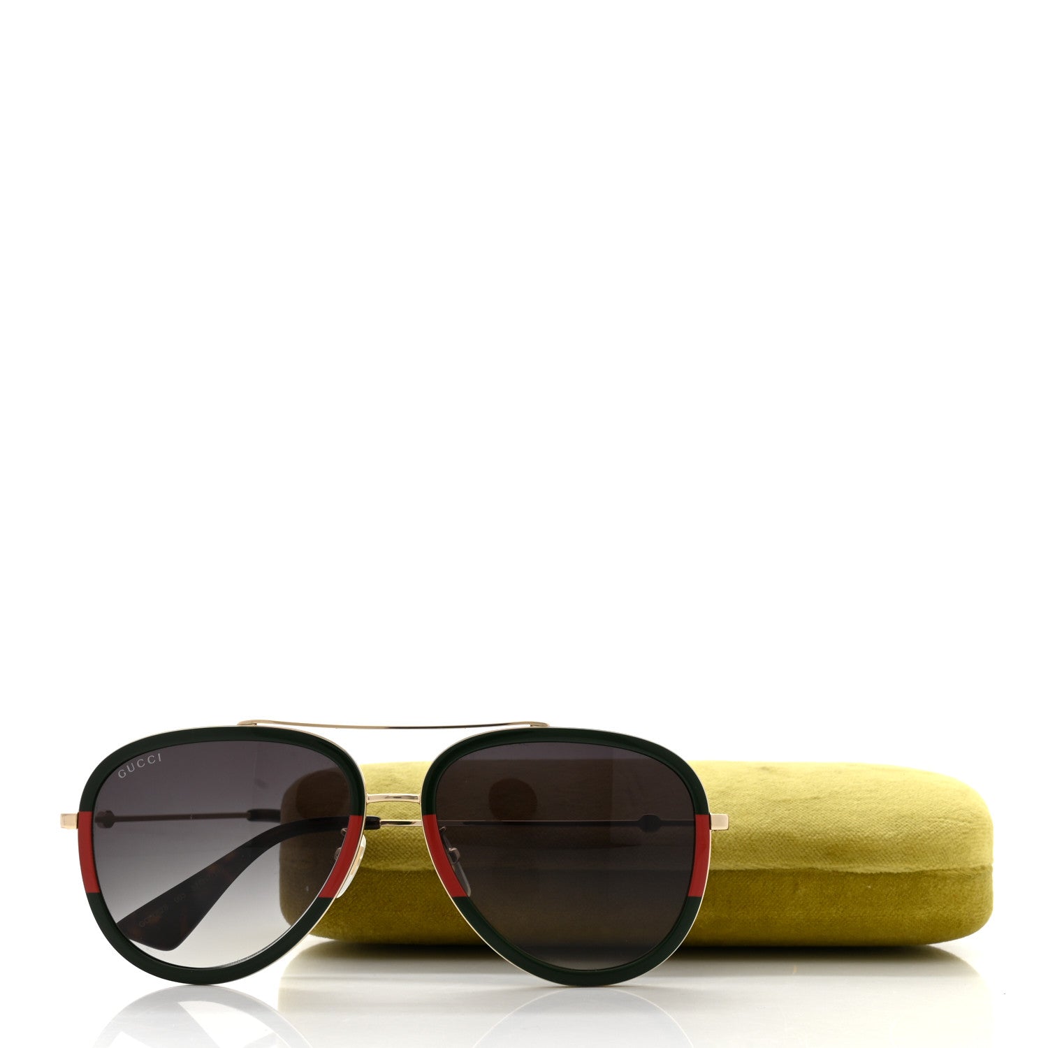 Gucci Web Aviator Sunglasses GG0062S Green Red 8 of 8
