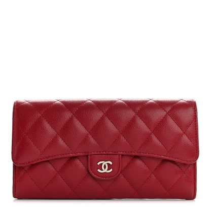Chanel Caviar Quilted Large Gusset Flap Wallet Red 1 of 14