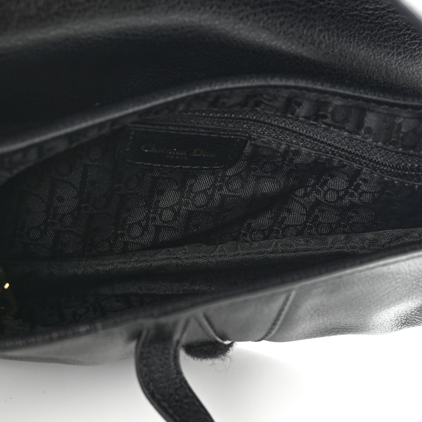 Shiny Goatskin Saddle Bag Black