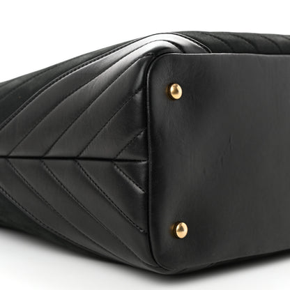 Chanel Calfskin Chevron Quilted Shopping Tote Black 9 of 11