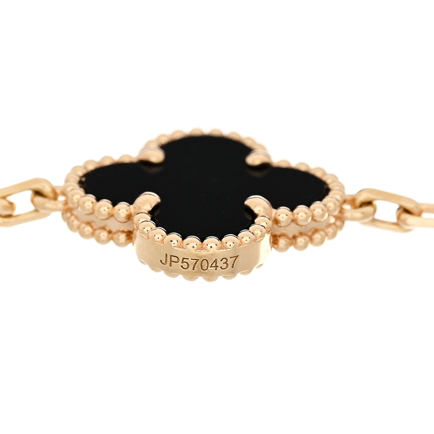 Van Cleef & Arpels 18K Yellow Gold Black Onyx 5 Motifs Vintage Alhambra Bracelet 4 of 5