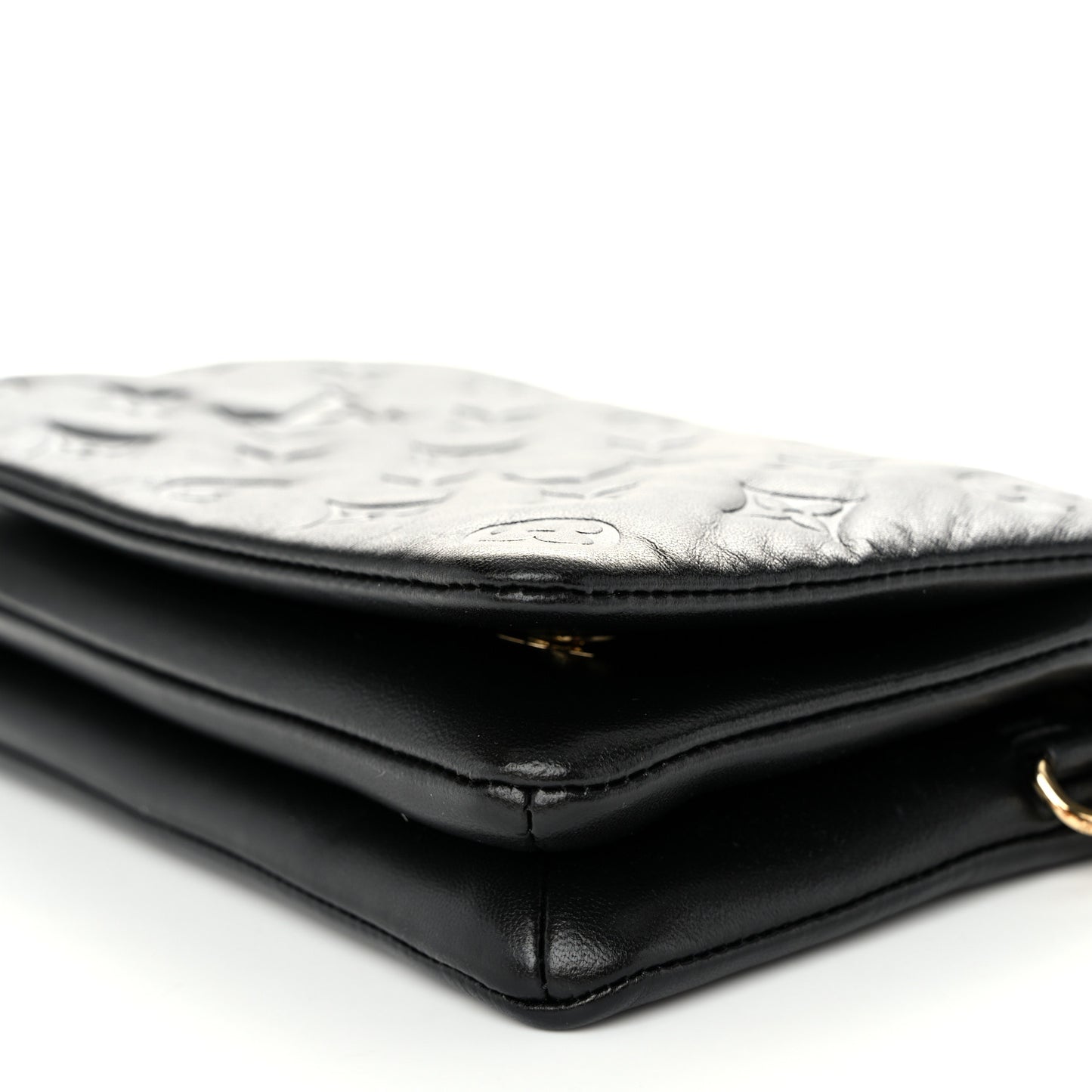 Lambskin Embossed Monogram Pochette Coussin Black