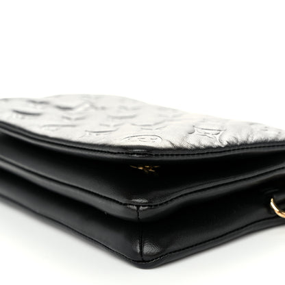 Louis Vuitton Lambskin Embossed Monogram Pochette Coussin Black 10 of 11