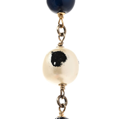 Chanel Pearl Beaded CC Long Necklace Navy 7 of 11