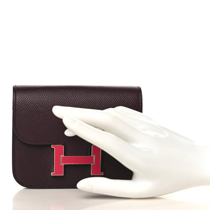 Hermes Epsom Enamel Constance Slim Wallet Rouge Sellier Framboise 2 of 10