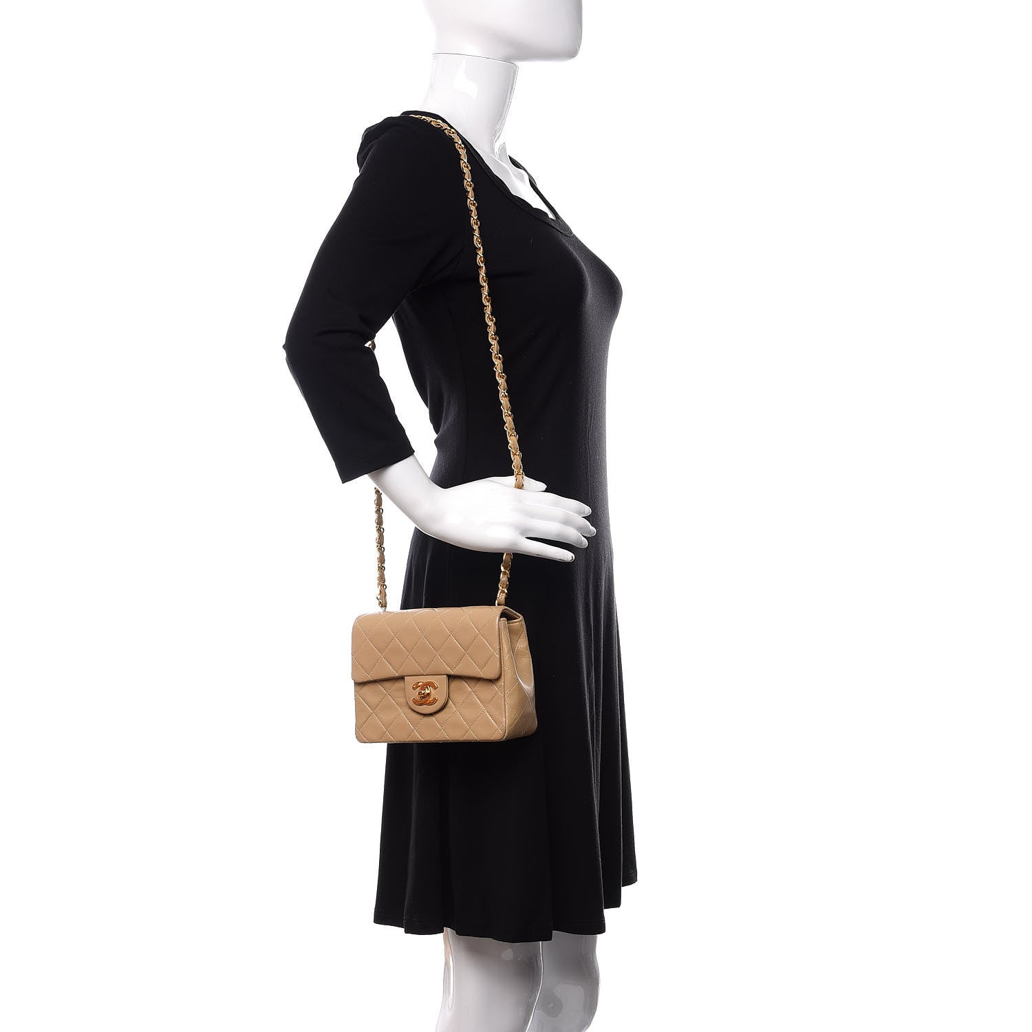 Chanel Lambskin Quilted Mini Square Flap Beige 2 of 12