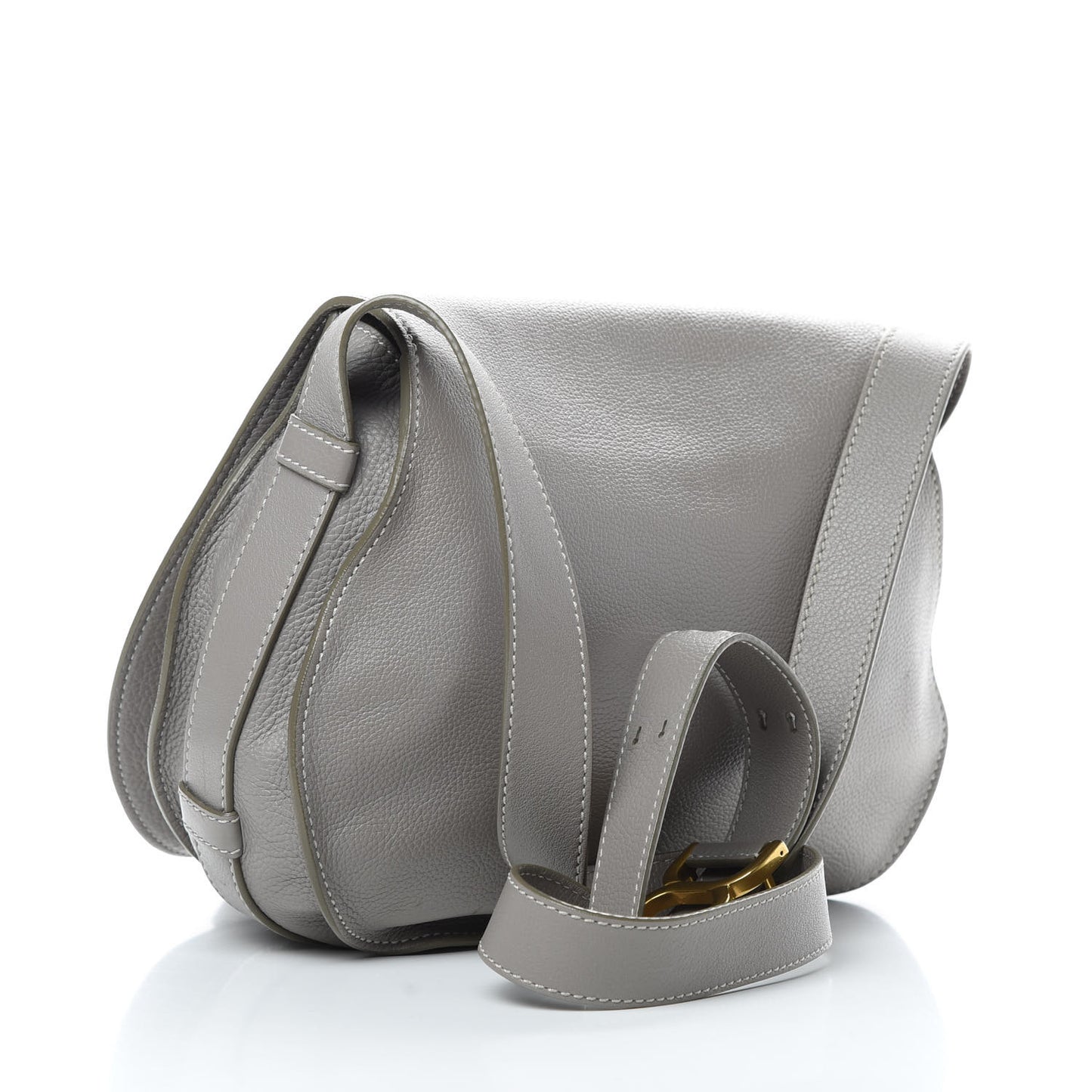 Calfskin Medium Marcie Round Crossbody Bag Cashmere Grey