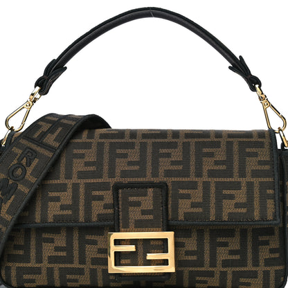 Fendi Fabric Jacquard FF 1974 Medium Baguette Tobacco Moro Black 10 of 12