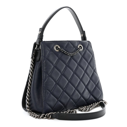 Chanel Caviar Quilted Small CC Bucket Bag Navy 3 of 14