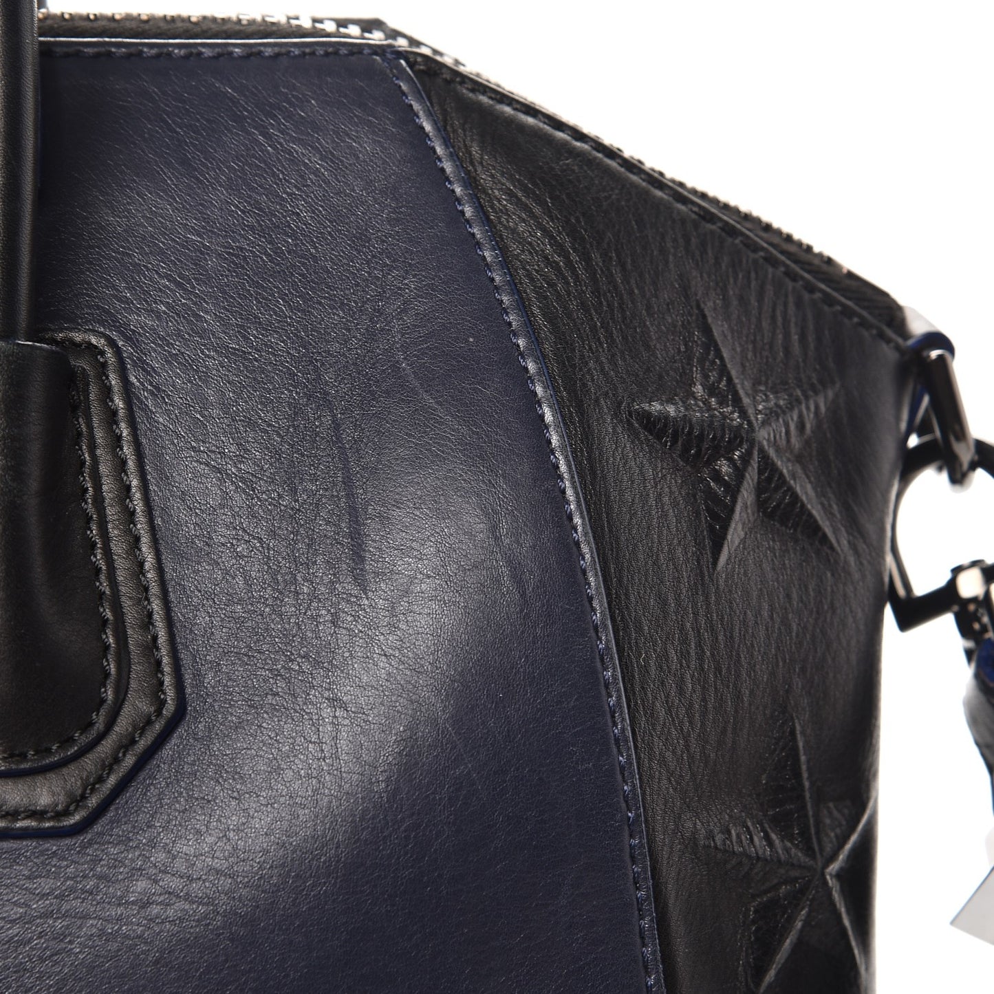 Smooth Calfskin Star Embossed Medium Antigona Black Blue