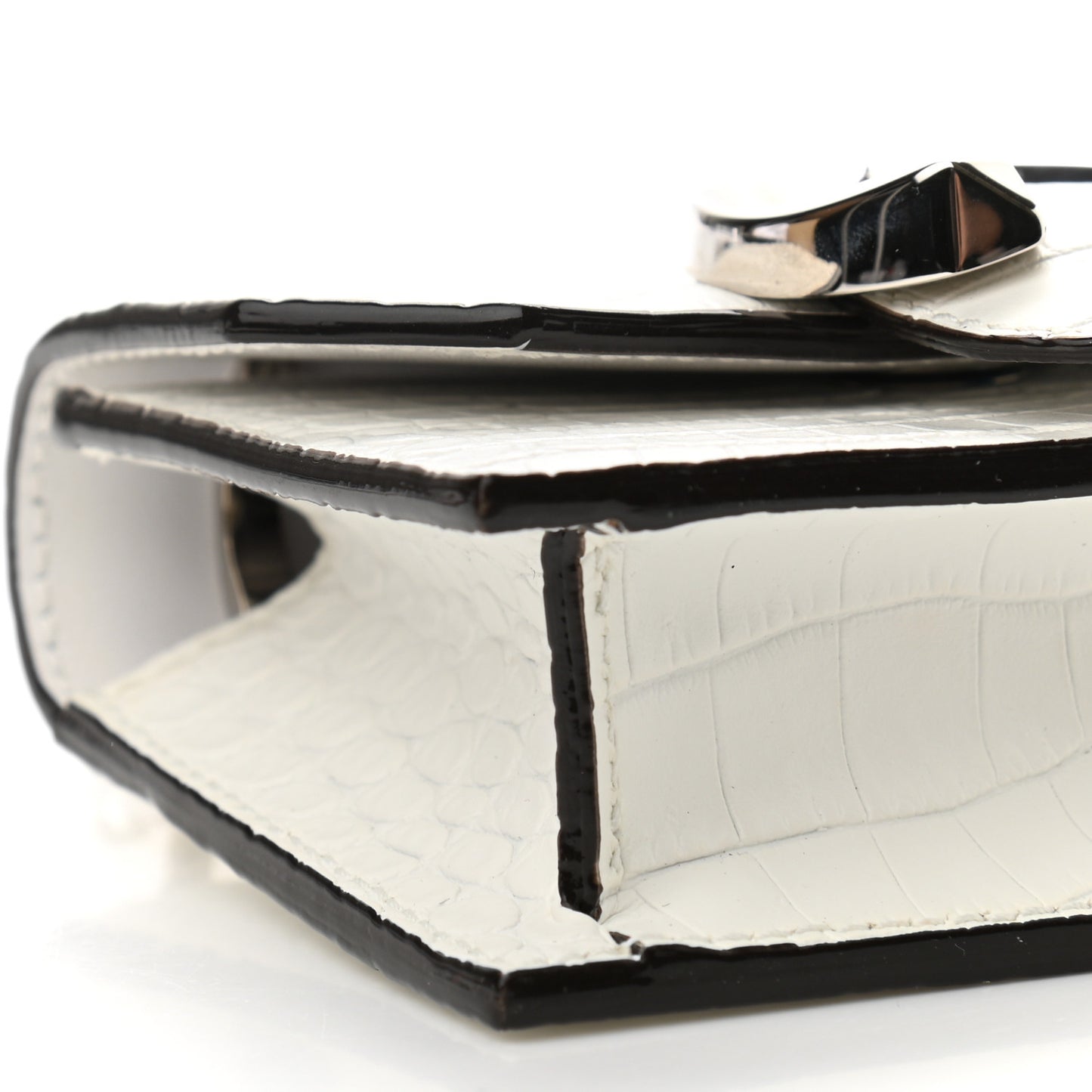 Calfskin Crocodile Embossed Mini Paris Crossbody Latte