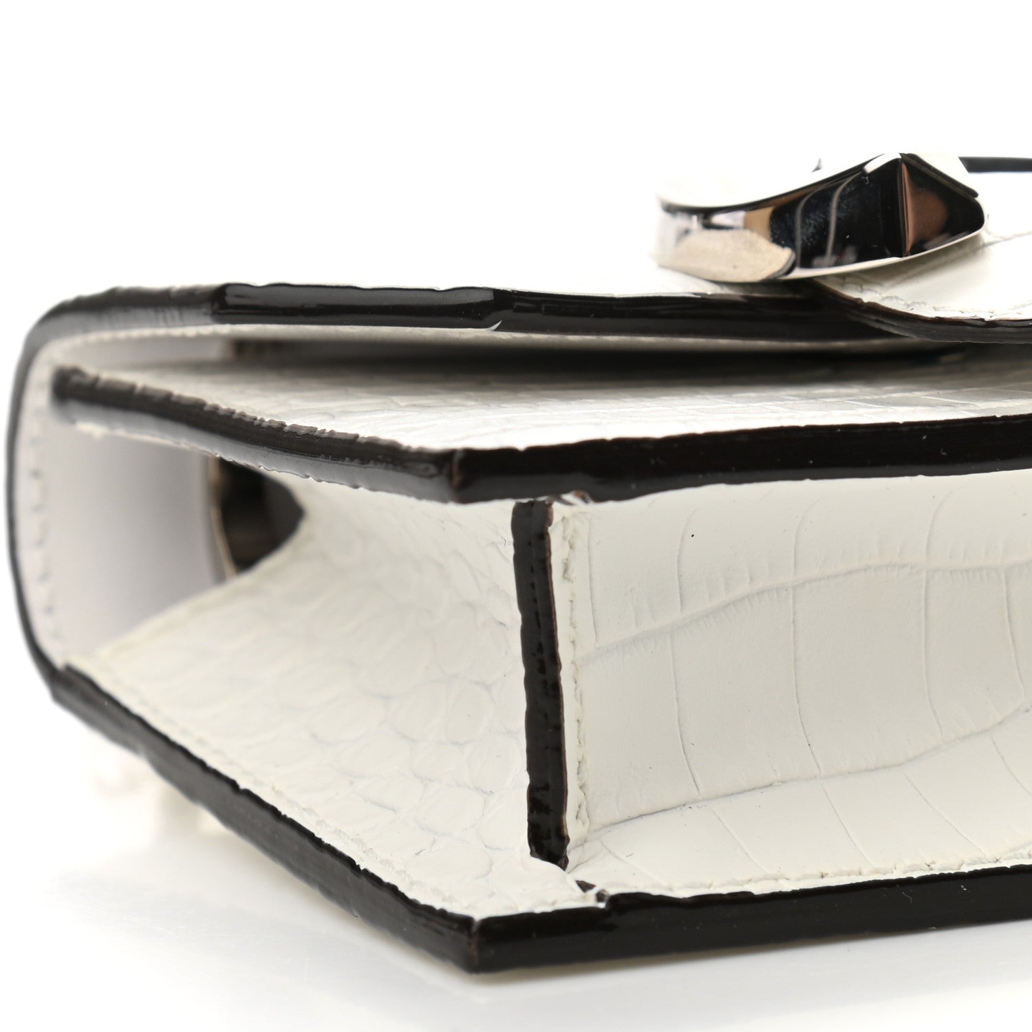 Jimmy Choo Calfskin Crocodile Embossed Mini Paris Crossbody Latte 9 of 10