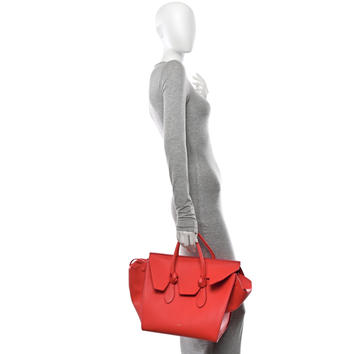 Crisped Calfskin Small Tie Knot Tote Vermillion