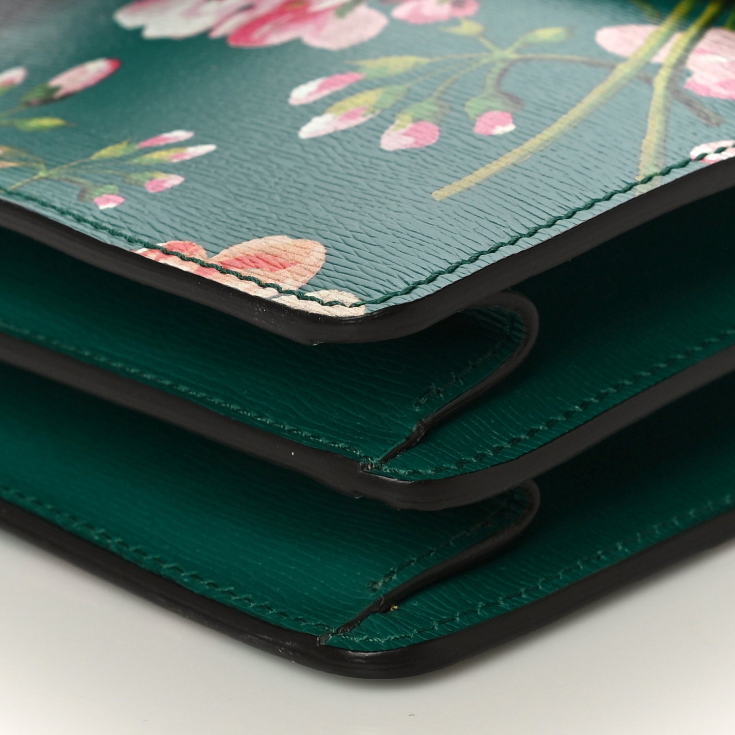 Calfskin Blooms Print Medium Dionysus Shoulder Bag Bright Emerald Multicolor