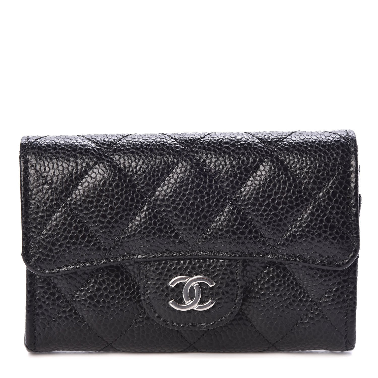 Chanel Caviar Quilted Flap Card Holder Wallet Black 1 of 9