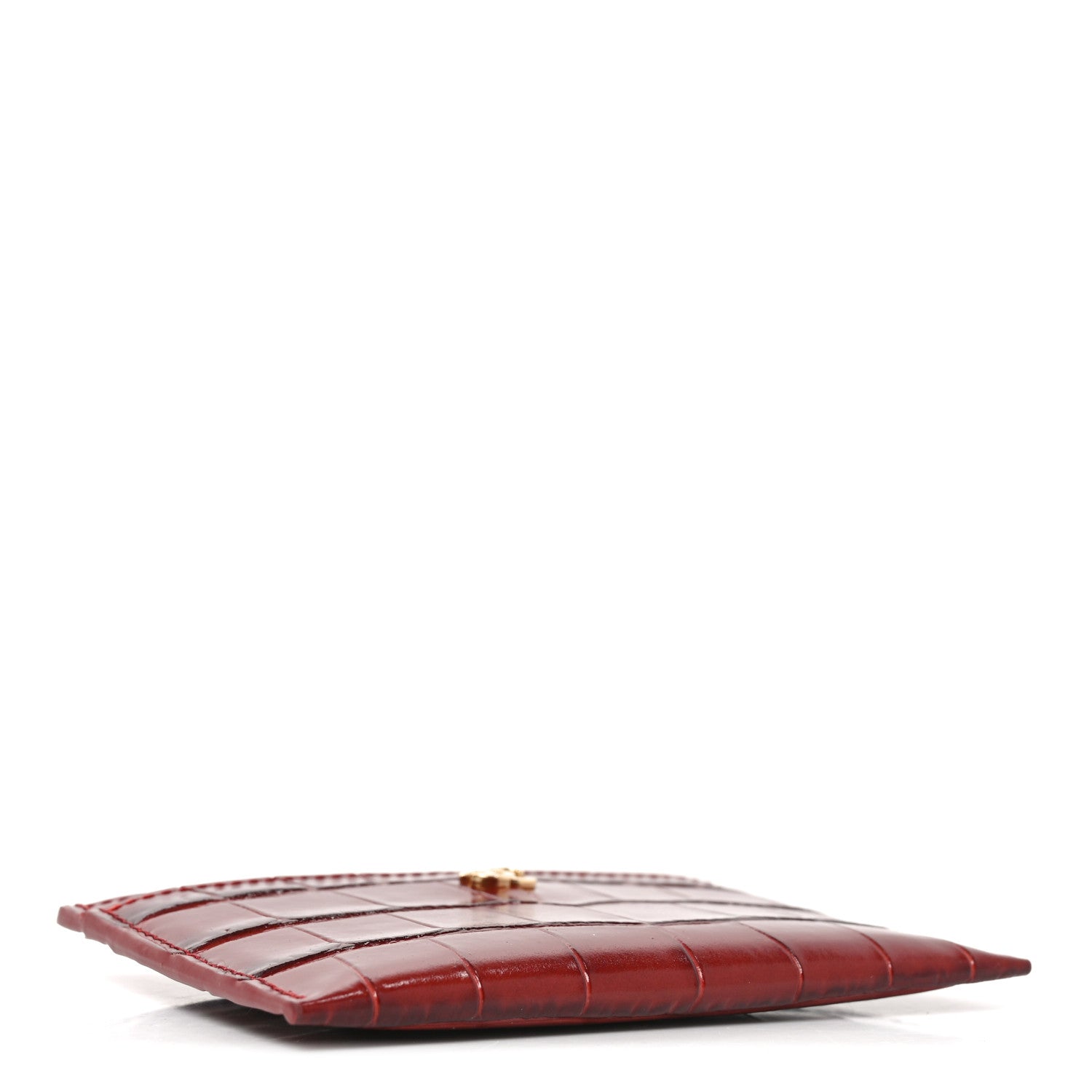 Chanel Calfskin Crocodile Embossed Crococo Card Holder Burgundy 4 of 8