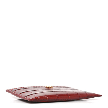 Chanel Calfskin Crocodile Embossed Crococo Card Holder Burgundy 4 of 8