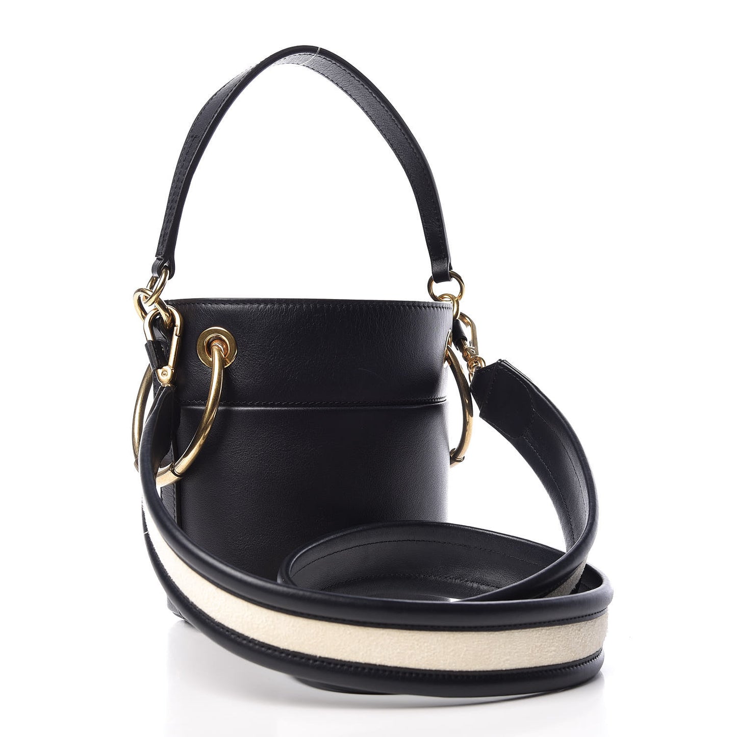 Smooth Calfskin Logo Mini Roy Bucket Bag Full Blue