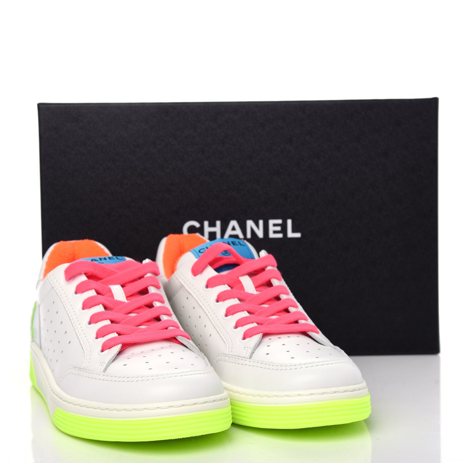 Chanel Calfskin Womens Logo Sneakers 40.5 White Multicolor 11 of 11