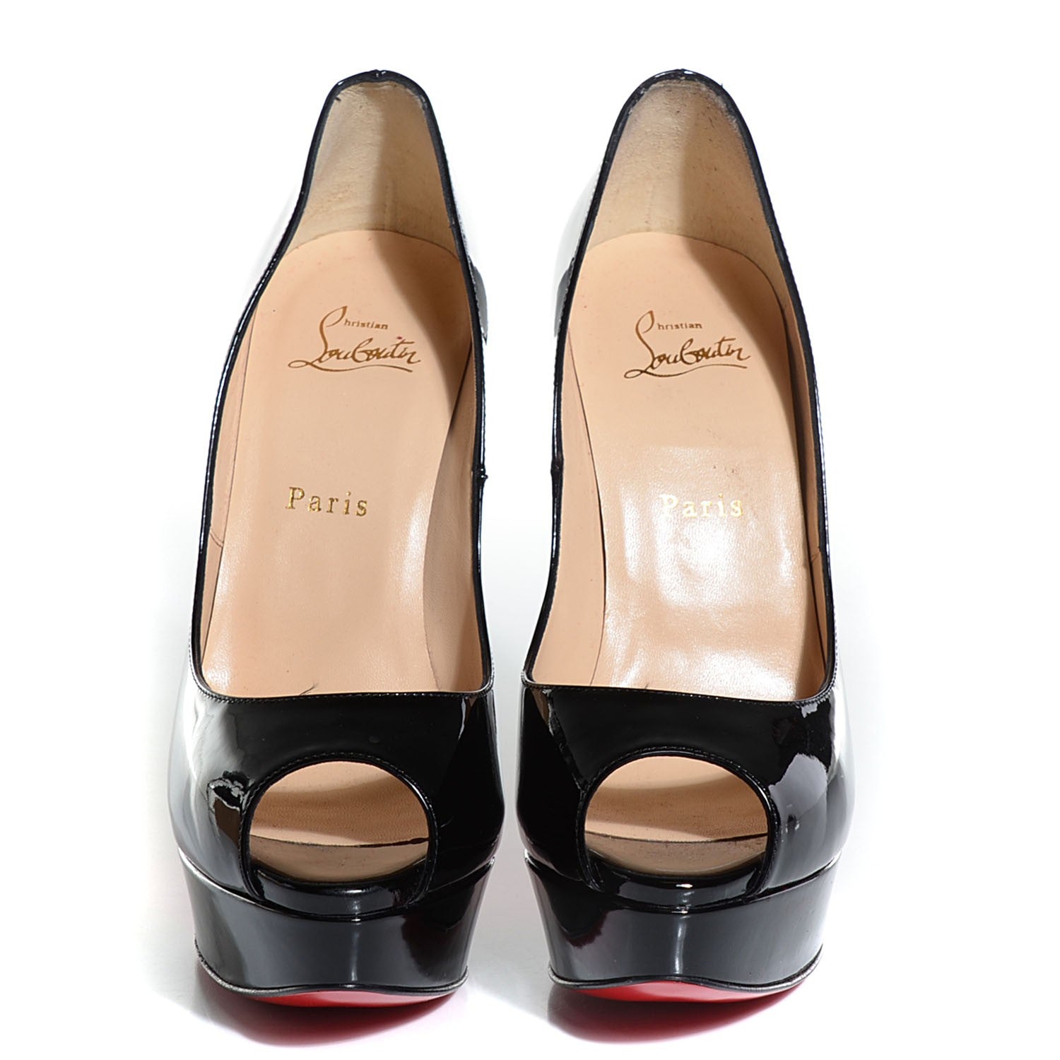 Christian Louboutin Patent Lady Peep 150 Pumps 39 Black 2 of 7
