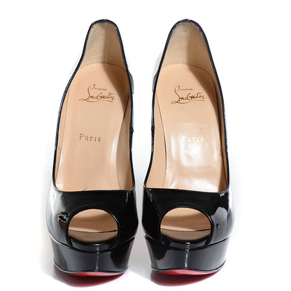 Christian Louboutin Patent Lady Peep 150 Pumps 39 Black 2 of 7