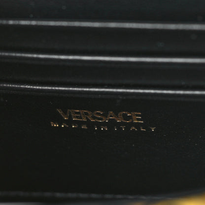 Versace Silk Barocco Printed Quilted Virtus V Mini Chain Flap Shoulder Bag Black Gold 6 of 9