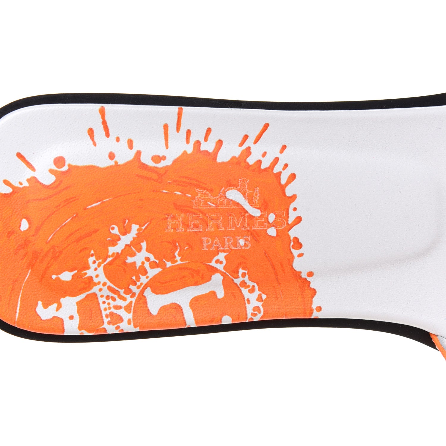 Hermes Calfskin Printed Peinture Fraiche Oran Sandals 37 White Orange 7 of 9