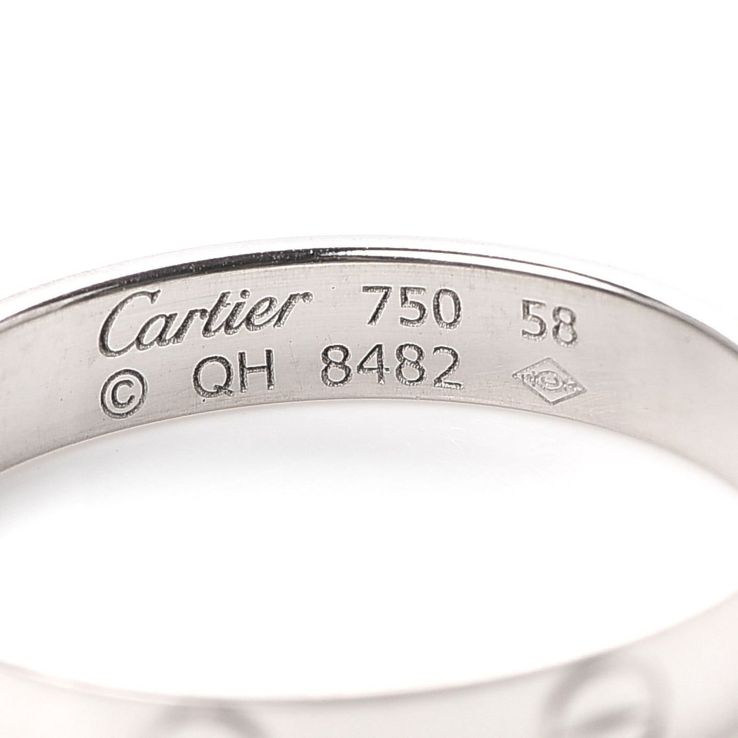 18K White Gold 3.5mm LOVE Wedding Band Ring 58 8.25