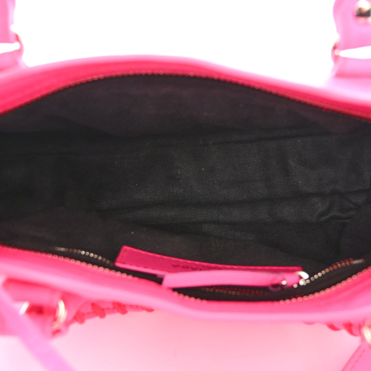 Agneau Classic Silver Hardware Mini City Rose Fluo