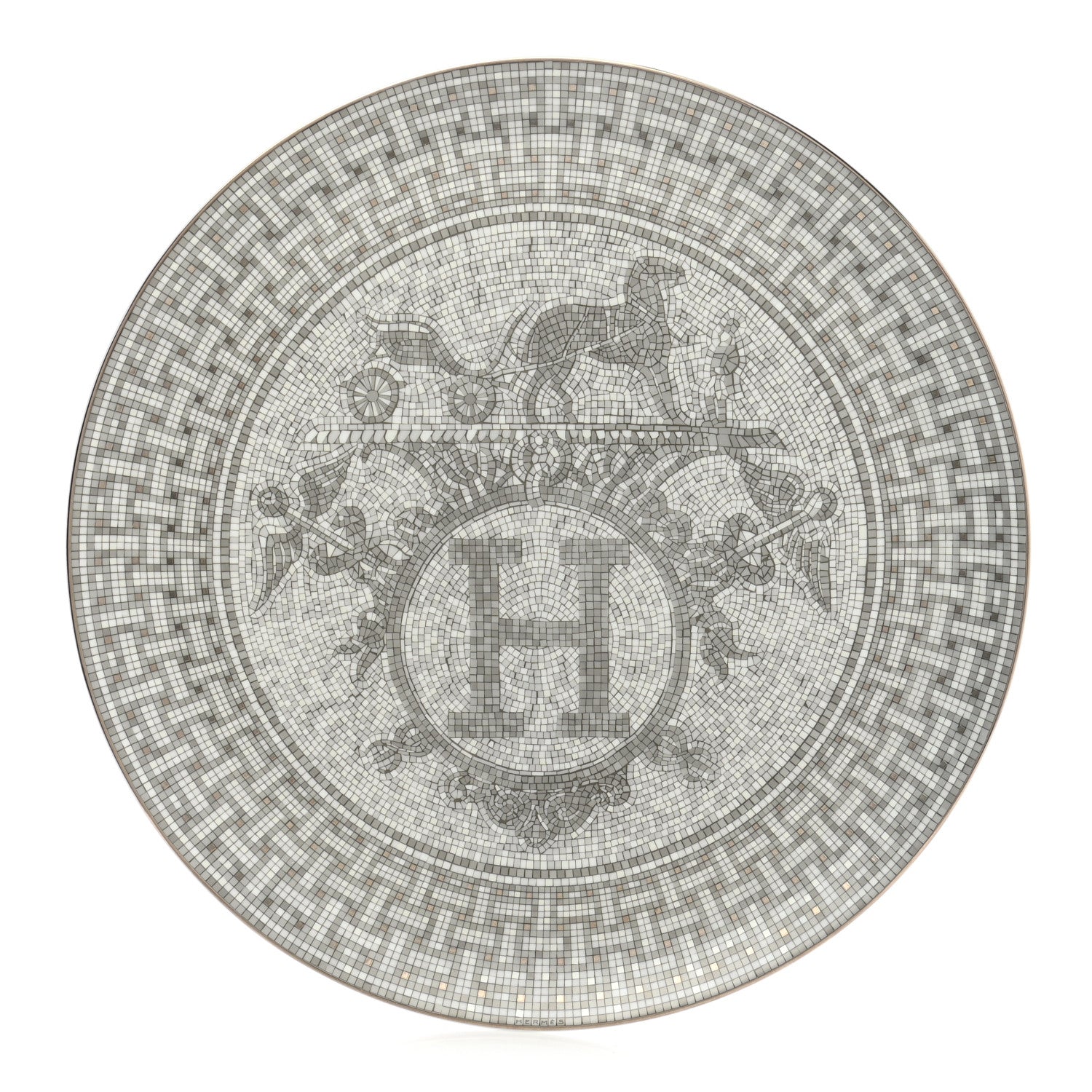 Hermes Porcelain Mosaique au 24 Platine Tart Platter 1 of 6
