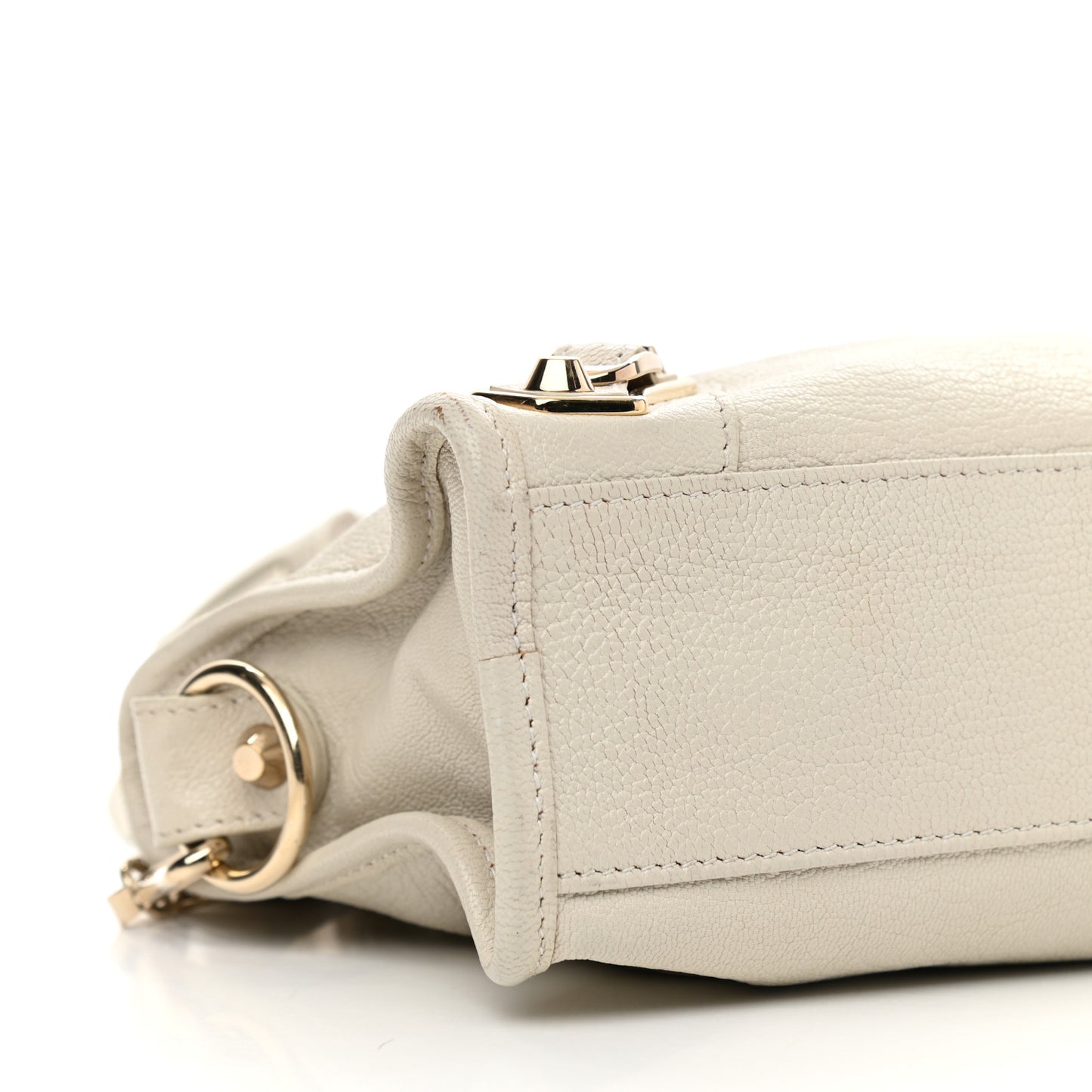 Chevre Gold Metallic Edge Hardware Mini City Ivory