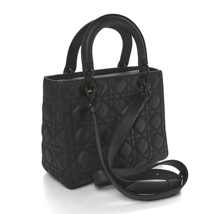 Christian Dior Ultra Matte Calfskin Cannage Medium Lady Dior Black 3 of 9